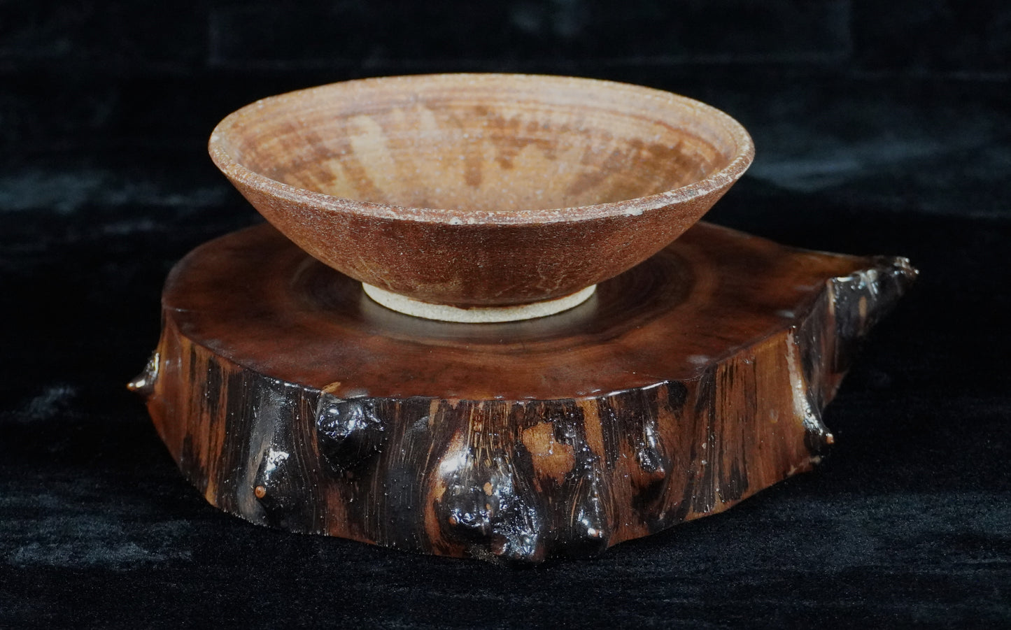 Black Walnut Round Live Edge Ikebana Stand 16